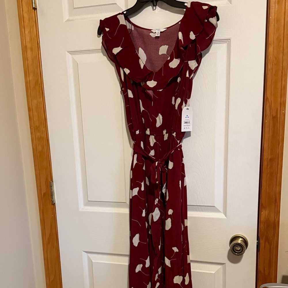 Time and Tru Burgundy and White Midi Dress